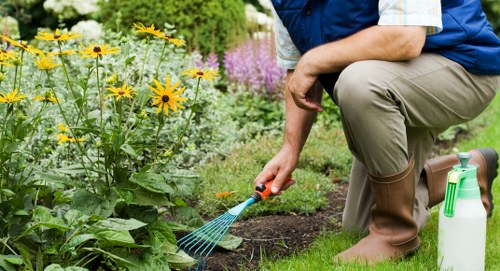 Satisfied homeowner enjoying a cleared and beautiful garden in Norbiton